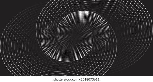 Halftone circular dotted frames set. Circle dots texture isolated on white background. Spotted spray texture. Vector abstract design element spiral circle sound wave vector dots circle	
