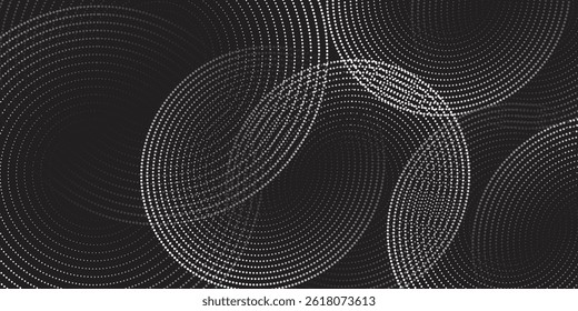 Halftone circular dotted frames set. Circle dots texture isolated on white background. Spotted spray texture. Vector abstract design element spiral circle sound wave vector dots circle	
