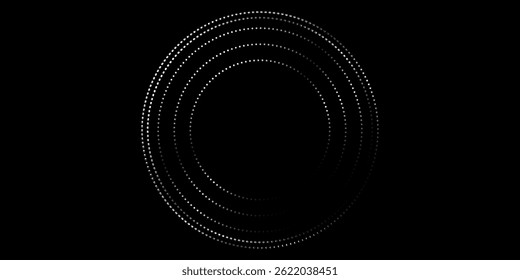 Conjunto de quadros pontilhados circulares de meio-tom. Textura de pontos de círculo isolada em fundo branco.