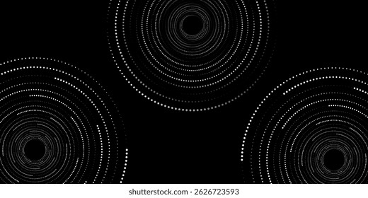 Halftone circular dotted frames set. Circle dots texture isolated on white background. Spotted spray texture. Vector abstract design good art modern