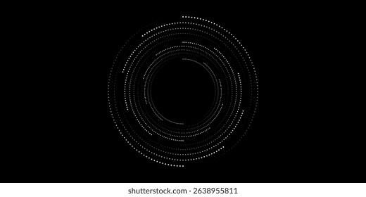 Halftone circular dotted frames set. Circle dots texture isolated on white background. Spotted spray texture. Vector abstract design element spiral circle