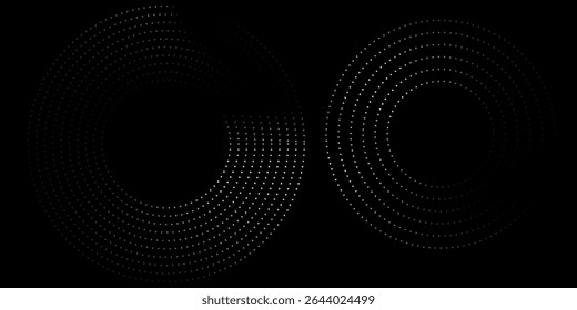 Halftone circular dotted frames set. Circle dots texture isolated on white background. Spotted spray texture. mesh