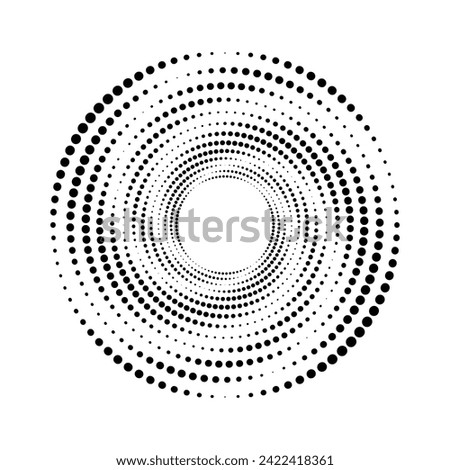 Halftone circular dotted frames set. Circle dots isolated on the white background. Logo design element for medical, treatment, cosmetic. Round border using halftone circle dots texture. Vector
