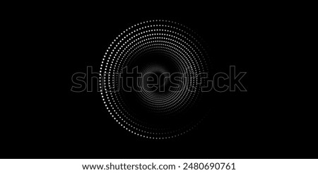 Halftone circular dotted frames set. Circle dots texture isolated on white background. Spotted spray texture. Vector abstract design element spiral circle sound wave vector dots circle spiral	
