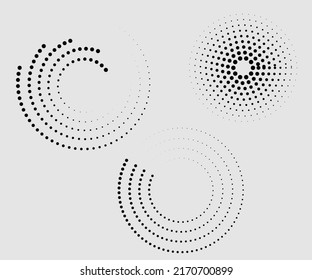 Halftone circular dotted set. Circle dots isolated on the grey background. design element for medical, treatment, cosmetic. use Round border using halftone circle dots texture5