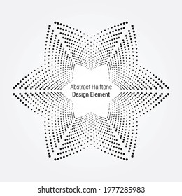 Halftone circular floral backdrop. Circle dots isolated on the white background. Fabric design element, texture. Halftone circle dots texture. Vector design element for various purposes.