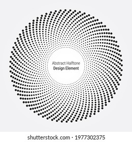 Halftone circular frame logo. Circle dots isolated on the white background. Fabric design element. Halftone circle dots texture. Vector design element for various purposes.