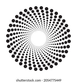 Halftone circular frame logo. Circle dots isolated on the white background. Fabric design element.Halftone circle dots texture. Vector design element for various purposes.