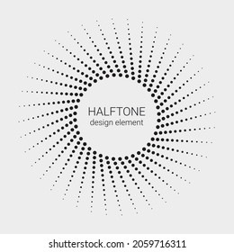 Logo de marco circular de semitono. Los puntos de círculo están aislados en el fondo blanco. Elemento de diseño de tejido.El círculo de semitono marca la textura. Elemento de diseño de vectores para diversos fines.