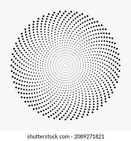 Halftone circular frame logo. Circle dots isolated on the white background. Fabric design element. Halftone circle dots texture. Vector design element for various purposes.