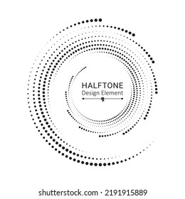 Halftone circular frame logo. Circle dots isolated on the white background. Fabric design element.Halftone circle dots texture. Vector design element for various purposes.