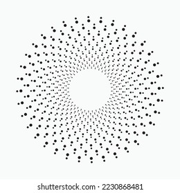 Halftone circular frame logo. Circle dots isolated on the white background. Fabric design element.Halftone circle dots texture. Vector design element for various purposes.