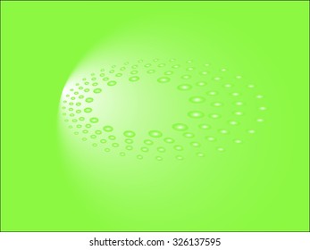 Halftone circular green dots abstract logo design vector illustration on a radial background