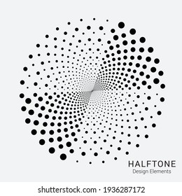 Halftone circular logo. Circle dots isolated on the white background. Halftone fabric design.Halftone circle dots texture. Vector design element.