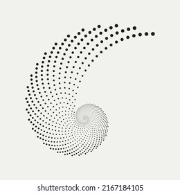 Halftone circular logo. Circle dots isolated on the white background. Fabric design element. Halftone circle dots texture. Vector design element. Vector dotted artwork.