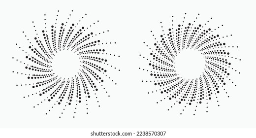 Halftone circular logo set. Circle dots isolated on the white background. Fabric design element. Halftone circle dots texture. Vector design element for various purposes.