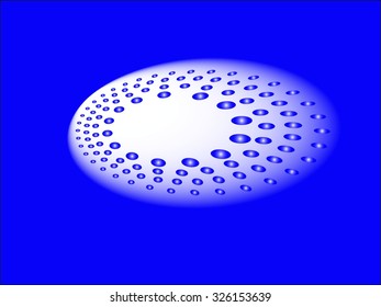 Halftone circular rose dots abstract logo design vector illustration on a rose radial gradient background