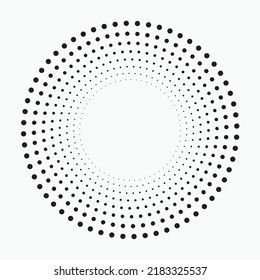 Ensemble de logos circulaires en spirale demi-teinte. Point circulaire isolé sur fond blanc. Conception de tissu demi-teint. Le cercle demi-teint point la texture. Image vectorielle élément de création à diverses fins.
