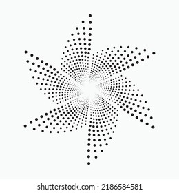 Halftone circular spiral logo set. Circular dotted isolated on the white background. Halftone fabric design.Halftone circle dots texture. Vector design element for various purposes.