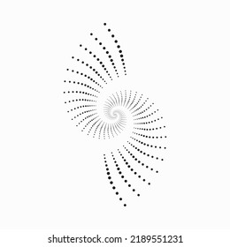 Halftone circular spiral logo set. Circular dotted isolated on the white background. Halftone fabric design.Halftone circle dots texture. Vector design element for various purposes.