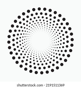 Conjunto de logotipo de espiral circular de semitono. Circular aislada en un fondo blanco. Diseño de tejido de semitono.El círculo de semitono marca la textura. Elemento de diseño de vectores para diversos fines.