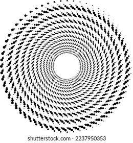 Conjunto de logotipo de espiral circular de semitono. Circular aislada en un fondo blanco. Diseño de tela de semitono. Círculo de semitono Pos negros sobre fondo blanco. Ilustraciones vectoriales para diversos fines