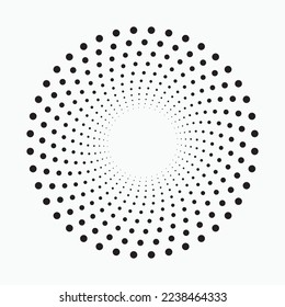 Halftone circular spiral logo set. Circular dotted isolated on the white background. Halftone fabric design.Halftone circle dots texture. Vector design element for various purposes.