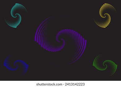 Conjunto de logotipo de espiral circular de semitono. Circular aislada en un fondo blanco.