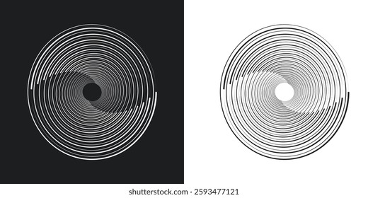Halftone circular spiral logo set. Circular dotted isolated on the white background. Halftone fabric design.Halftone circle dots texture.