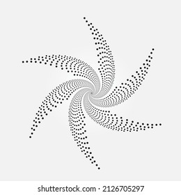 Halftone circular swirl background. Circle dots isolated on the white background. Fabric design element. Halftone circle dots texture, frame, backdrop. Vector design element for various purposes.