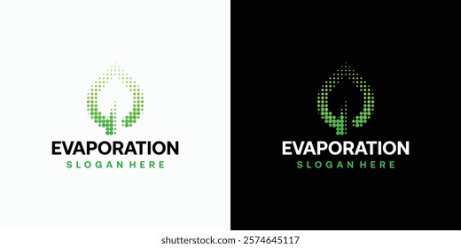 Halftone clean modern vector logo design water drop leaf.