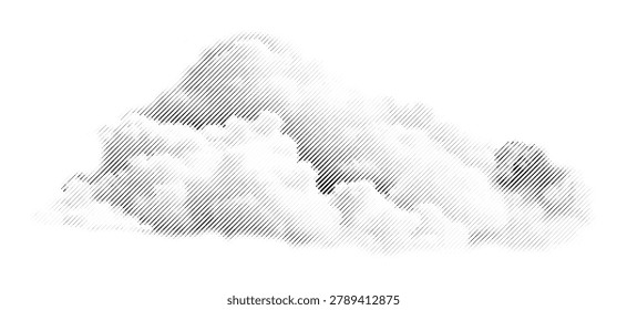 Halftone cloud with dotted black-and-white background, comic-style design element featuring monochrome stippled texture, grunge abstract vector illustration.