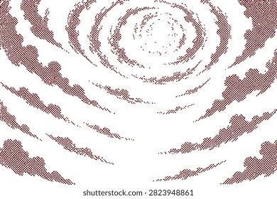 Halftone cloud sticker graphic featuring a vintage grunge cut-out design with retro stippled texture effects perfect for artistic clipart compositions and stylish creative digital decor