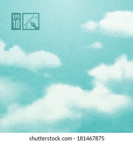 Halftone Clouds Background. Vector Illustration, Eps10.