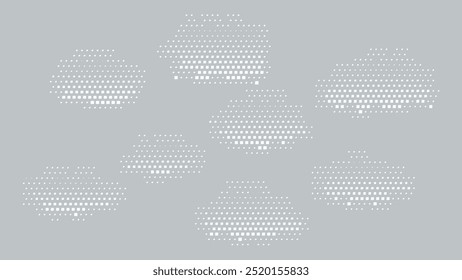 halftone clouds isolated vector set