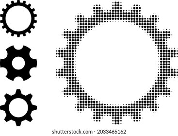 Rueda cognoscitiva de semitono. Rueda cognoscitiva hecha con pequeños elementos de círculo. Ilustración vectorial del icono de la rueda cognoscitiva sobre un fondo blanco. La matriz de semitono contiene puntos de círculo.
