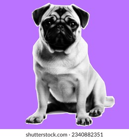 Halftone collage cutout dog.Can be used for dog festival cards, dog food packages or toys. Vector.