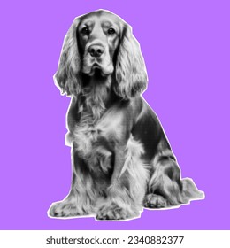 Halftone collage cutout dog.Can be used for dog festival cards, dog food packages or toys. Vector.