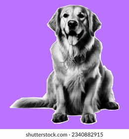 Halftone collage cutout dog.Can be used for dog festival cards, dog food packages or toys. Vector.