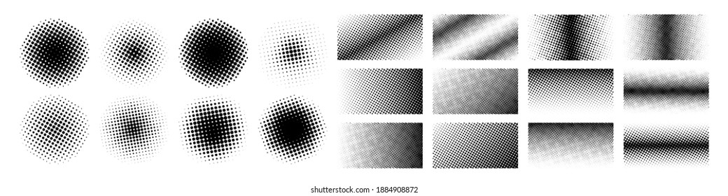 Halftone collection. Halftone different shape. Halftone, isolated. Vector illustration
