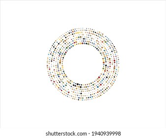Los puntos de color de semitono en forma de círculo, logotipo. Ilustración vectorial.