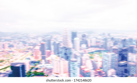 ilustración vectorial de puntos de color de semitono desde el fondo de los edificios
