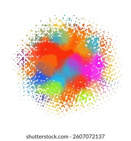 Halftone colored abstract circle. Round frame hand drawing. Not AI, Vector illustration