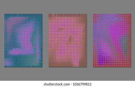 Halftone colored grunge dotted vector pattern, textured futuristic background. Vector illustration