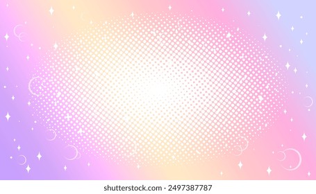 Halftone colored pink background with sakura flowers in manga and comic style. Cute kawaii background for girls. Vector illustration.