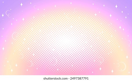 Halftone colored pink background with sakura flowers in manga and comic style. Cute kawaii background for girls. Vector illustration.