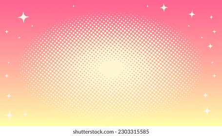 Halftone colored pink with yellow background in manga and comics style. Cute kawaii background for girls. Vector illustration.