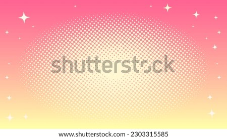 Halftone colored pink with yellow background in manga and comics style. Cute kawaii background for girls. Vector illustration.