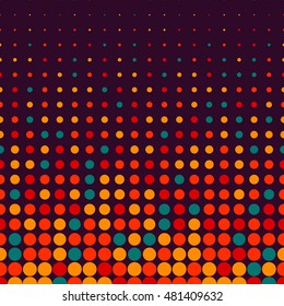 Halftone colorful dots horizontal seamless pattern. Abstract art vector background.