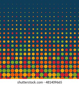 Halftone colorful dots horizontal seamless pattern. Abstract art vector background.